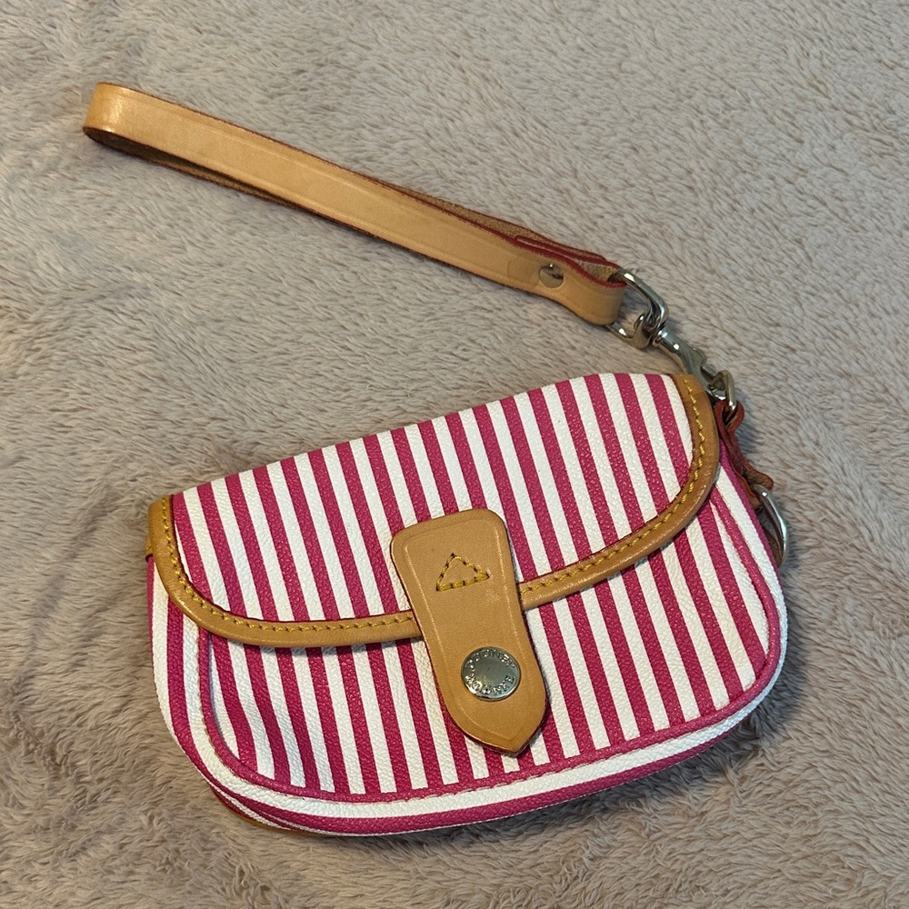 Dooney & Bourke Red and Tan Striped Wristlet